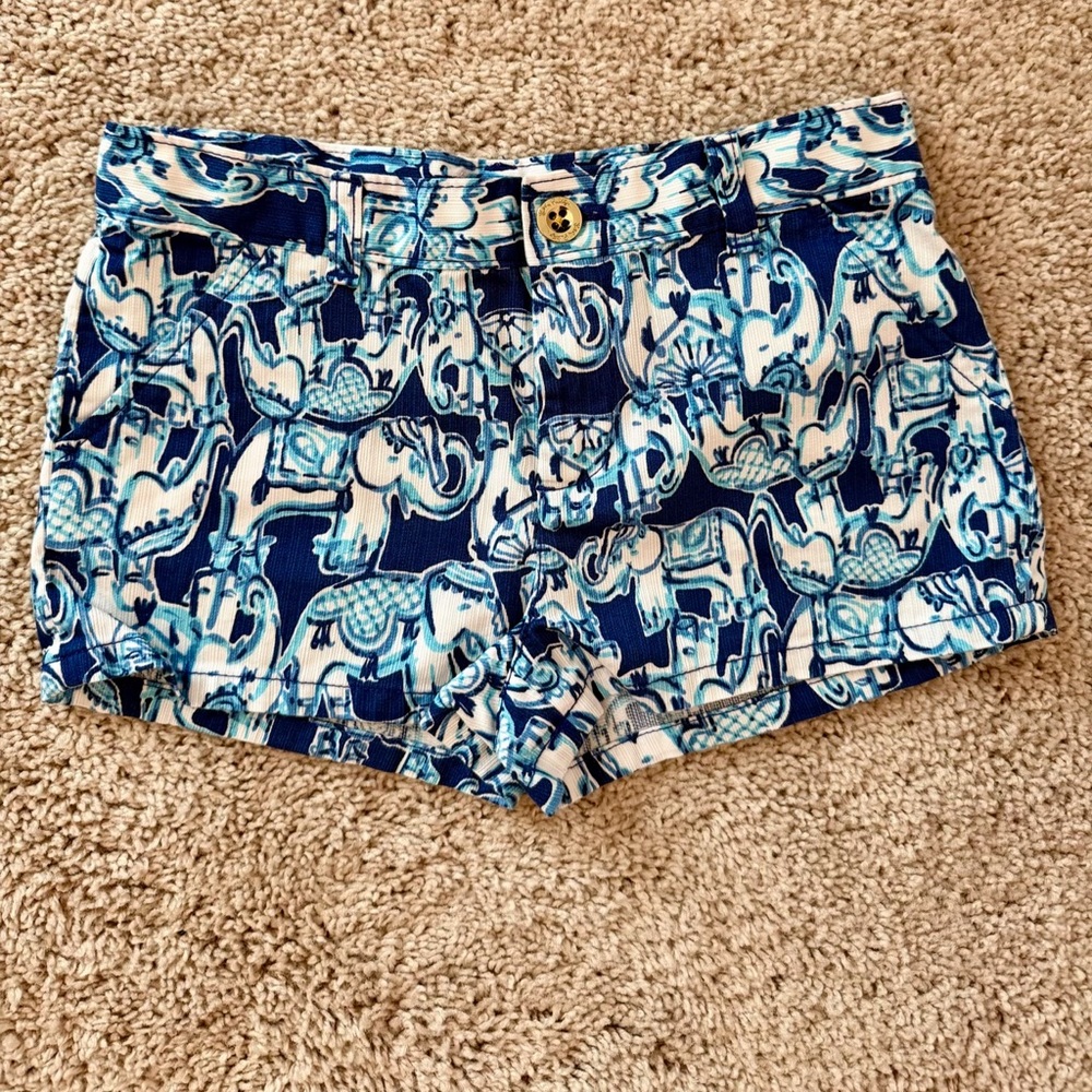 Lilly Pulitzer Blue Elephant Print Kids Shorts